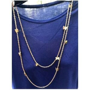 1977 Sarah Coventry  Flutterbyes Gold Butterflies Station Necklace 52"